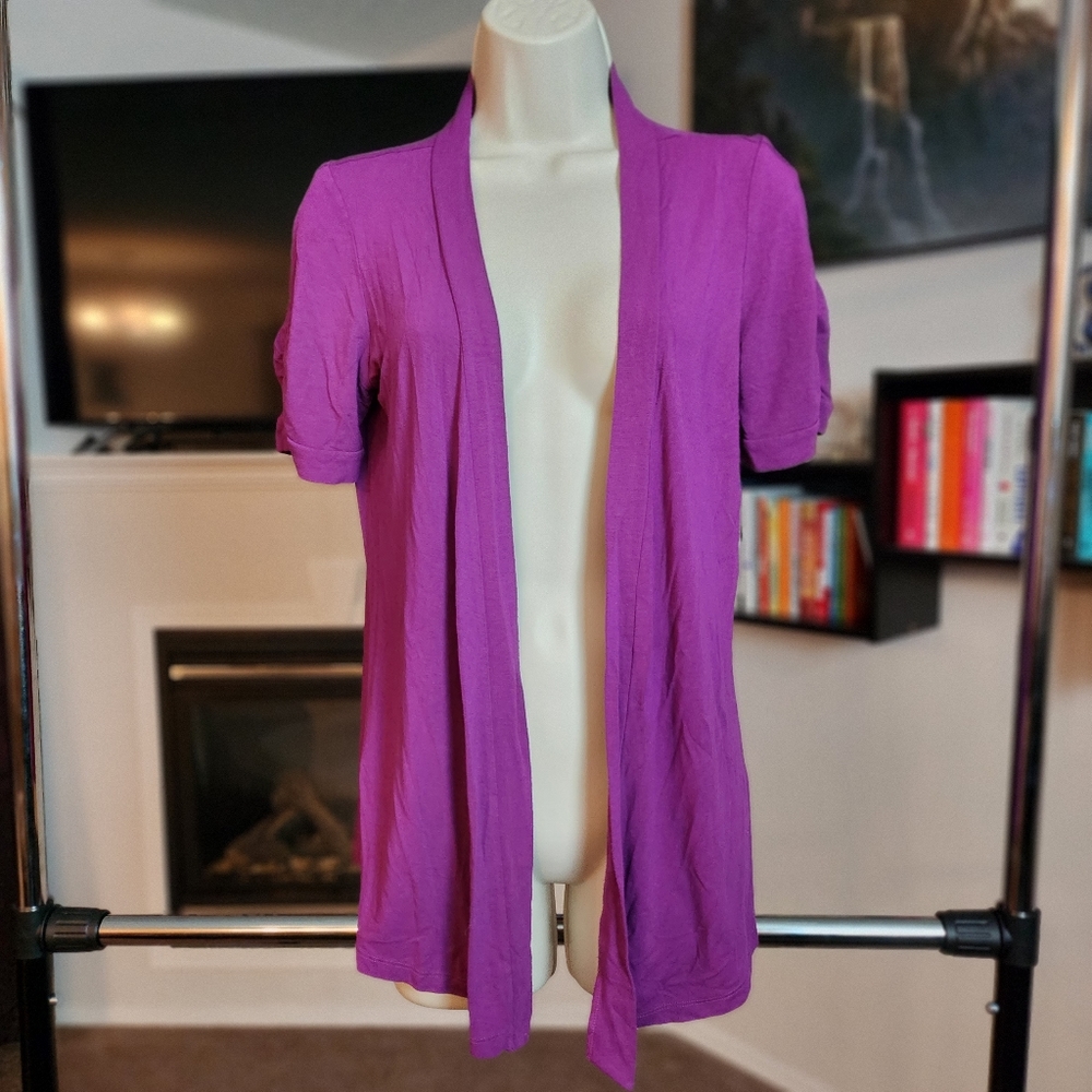 Revolution purple short sleeve open cardigan